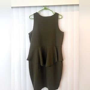Libian olive green dress w/ peplum, Size 2X